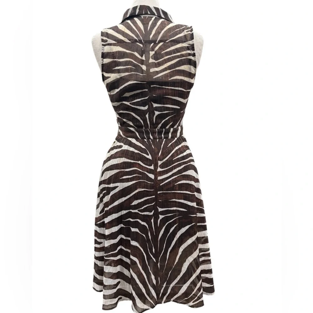 Michael Kors Women's Zahra Pleated Zebra Print Dress | Size 4